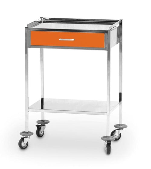 Mesa Auxiliar com Gaveta em Inox e Acabamento Pintado
