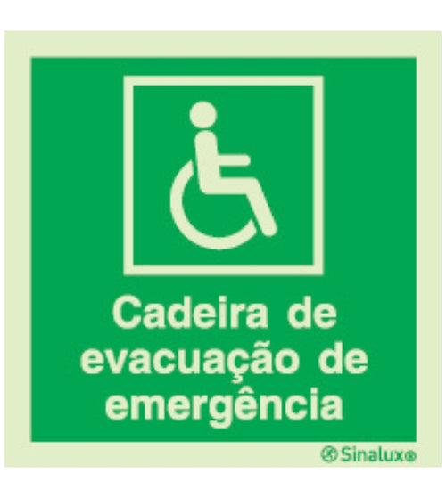Sinal Cadeira de Evacuação p/ Mobilidade Reduzida 150x150mm