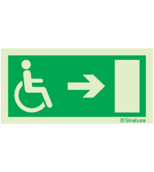 Sinal de Saída para Mobilidade Reduzida 200x100mm - Direita