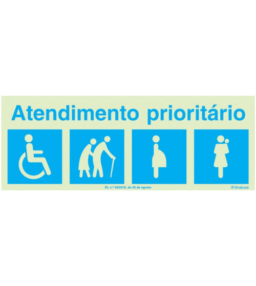 Sinal de Atendimento Prioritário 200x70mm